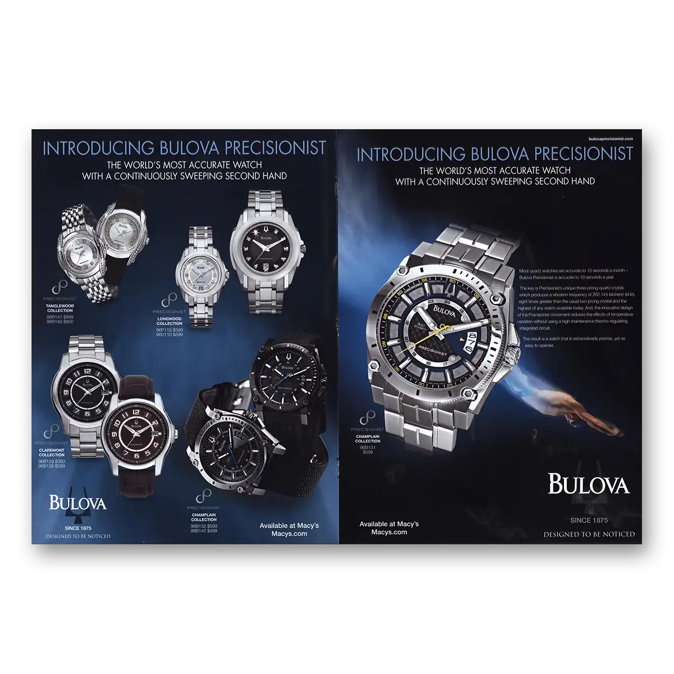 2010 Bulova Watch Precisionist Vintage Magazine Print Ad