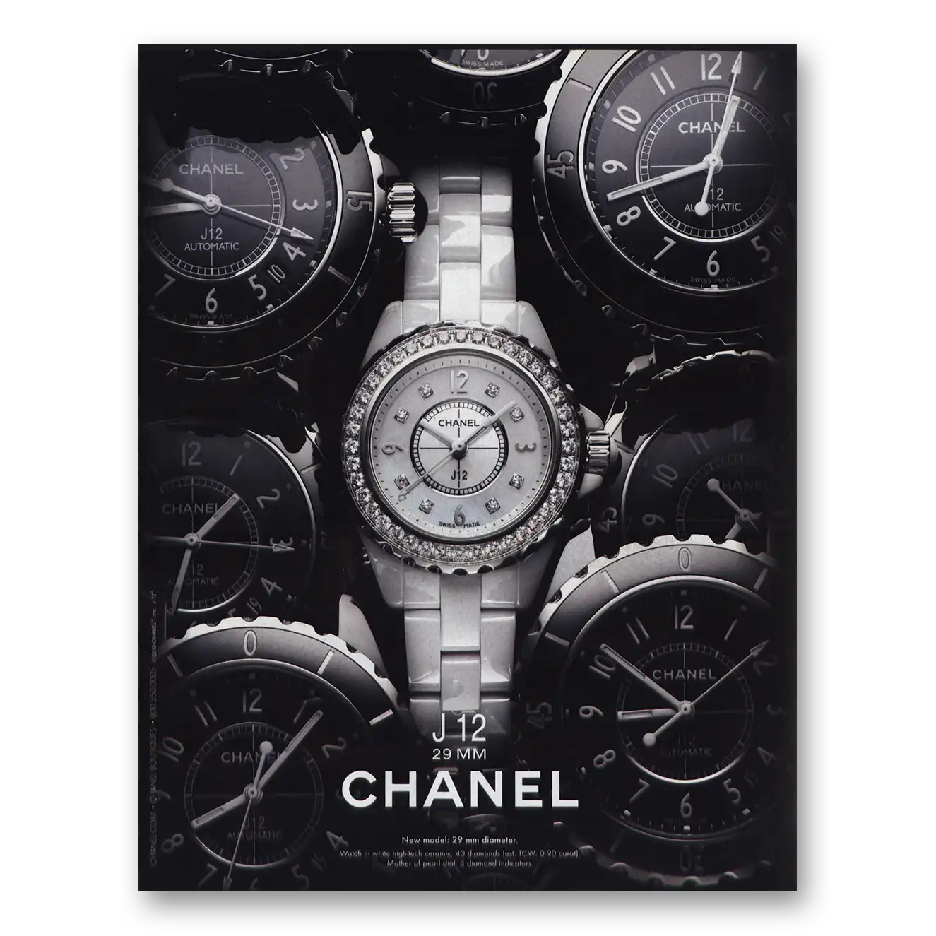 2010 Chanel J12 29 MM Watch Vintage Magazine Print Ad