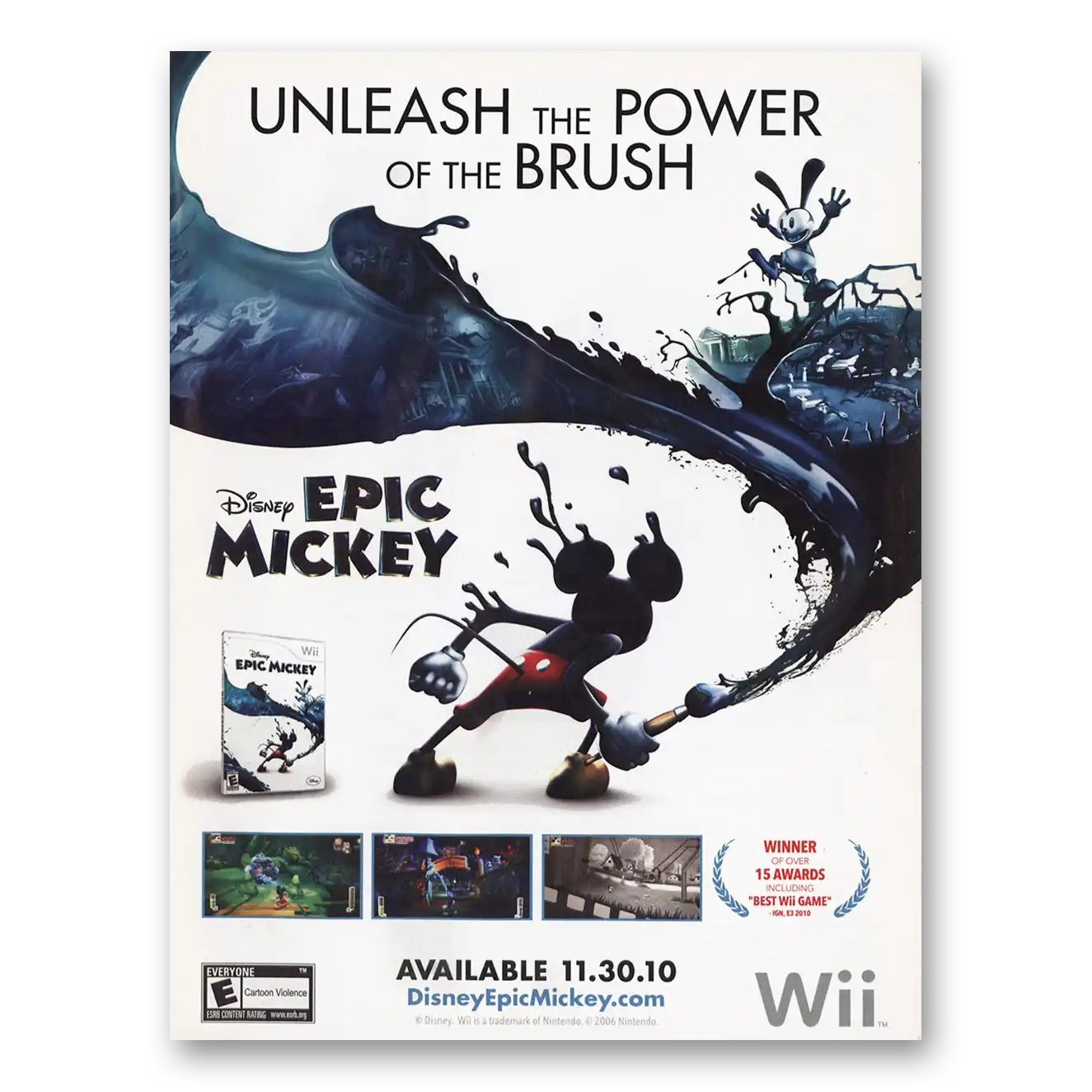 2010 Nintendo Disney Epic Mickey Vintage Magazine Print Ad