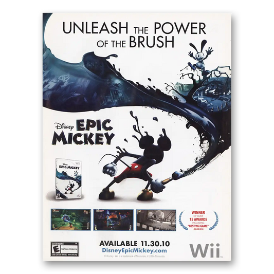 2010 Nintendo Disney Epic Mickey Vintage Magazine Print Ad