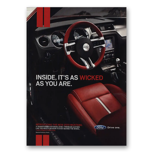 2010 Ford Mustang Inside Wicked As You Are Vintage Magazine Print Ad