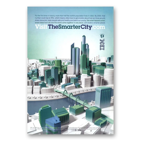 2010 IBM The Smarter City Vintage Magazine Print Ad