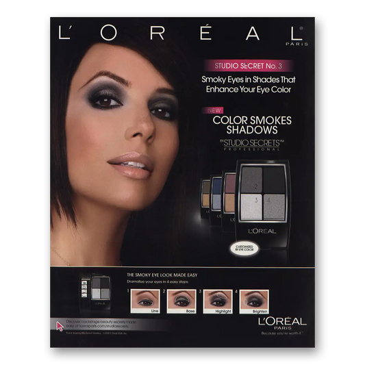 2010 Loreal Smoky Eyes Shades Enhance Vintage Magazine Print Ad