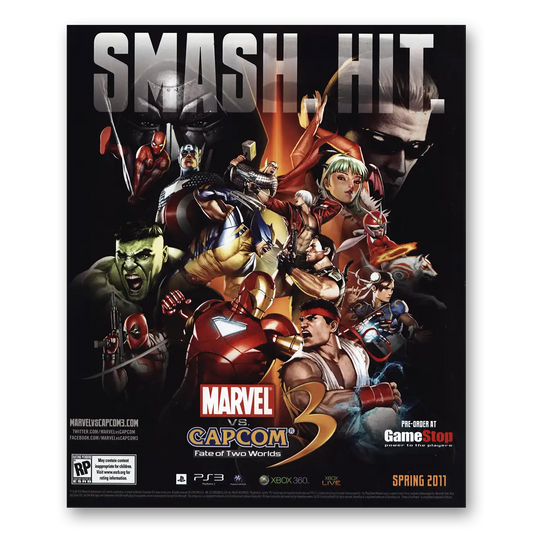 2010 Marvel vs Capcom 3 Video Game Promo Smash Hit Vintage Magazine Print Ad