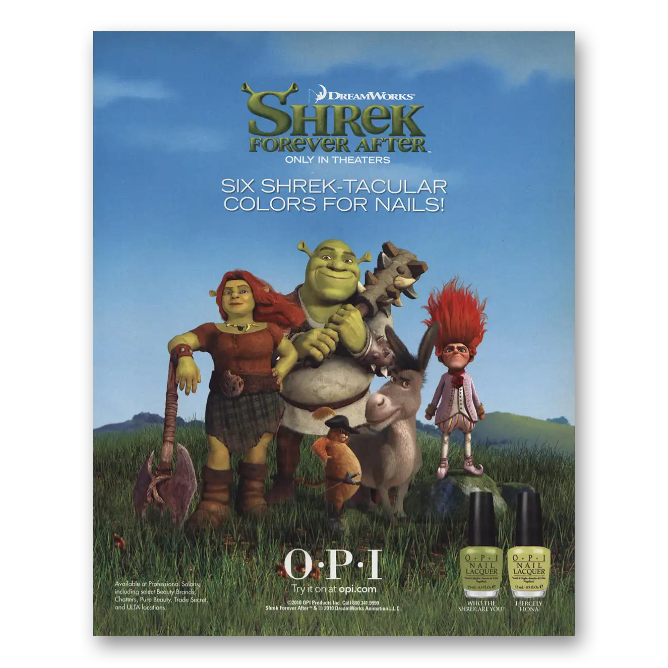 2010 OPI Shrek tacular Vintage Magazine Print Ad