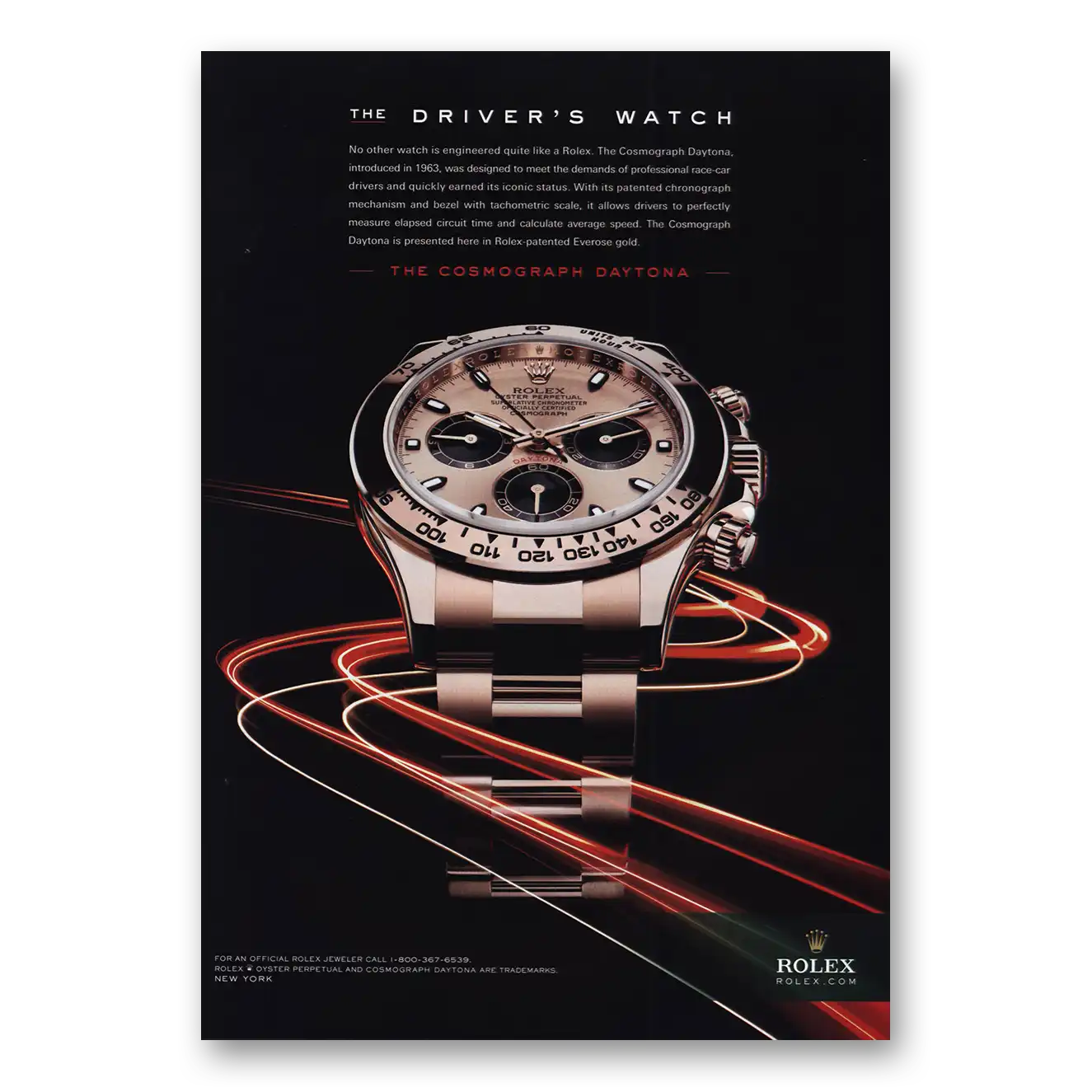 2010 Rolex The Drivers Watch Vintage Magazine Print Ad