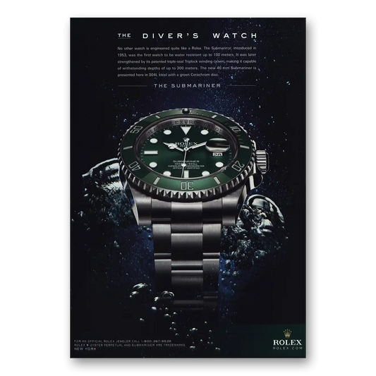 2010 Rolex The Divers Watch Vintage Magazine Print Ad