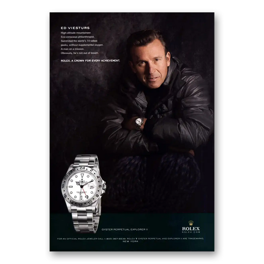 2010 Rolex Ed Viesturs Vintage Magazine Print Ad