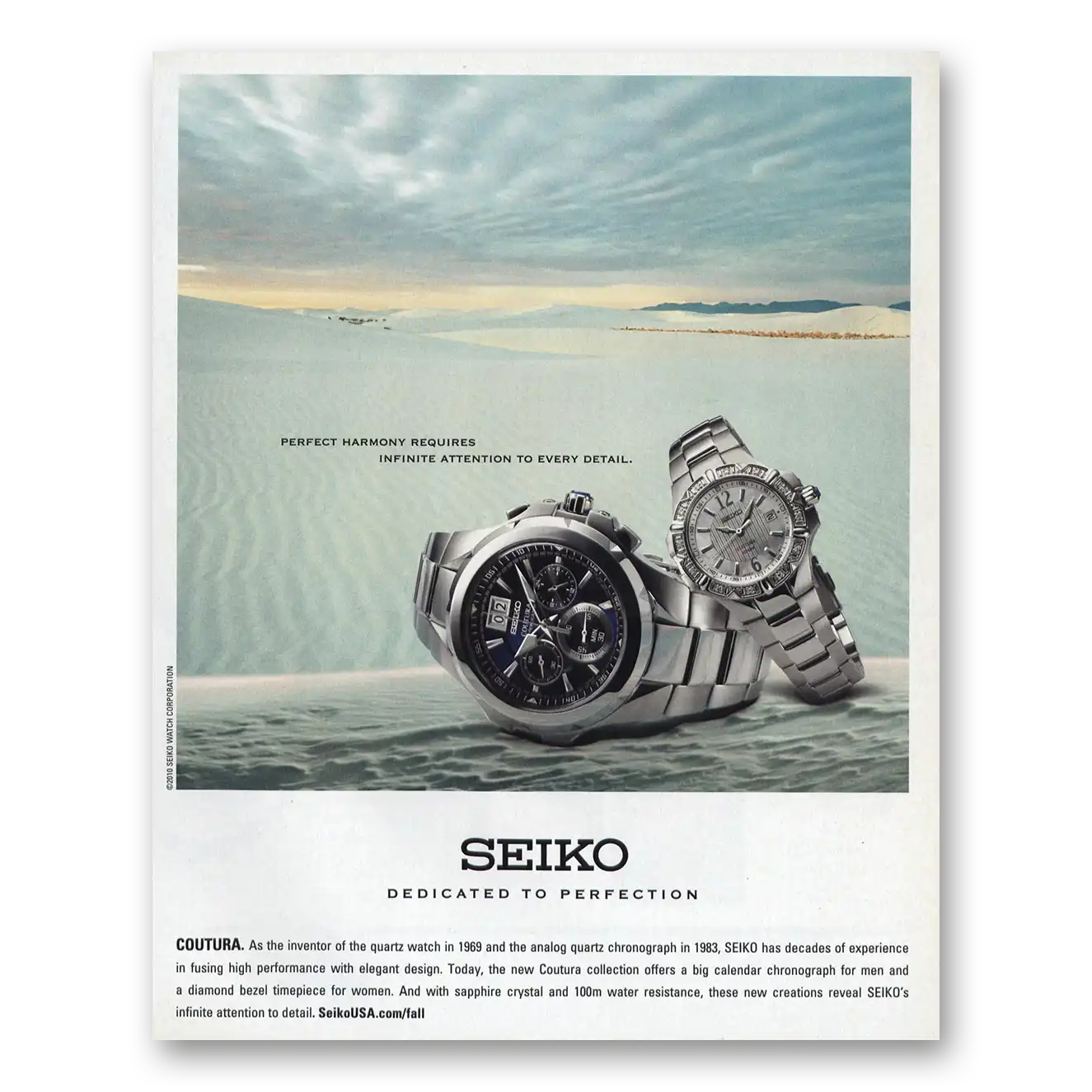 2010 Seiko Dedicated to Perfection Vintage Magazine Print Ad