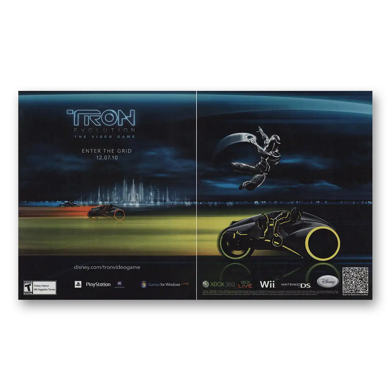 2010 Tron Video Game Promo Enter the Grid Vintage Magazine Print Ad