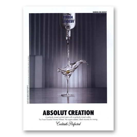 2011 Absolut Vodka Creation Vintage Magazine Print Ad