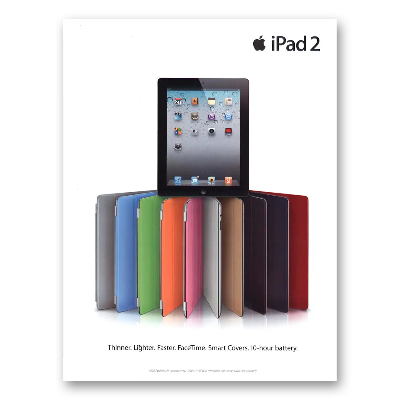 2011 Apple iPad Thinner Lighter Faster Vintage Magazine Print Ad