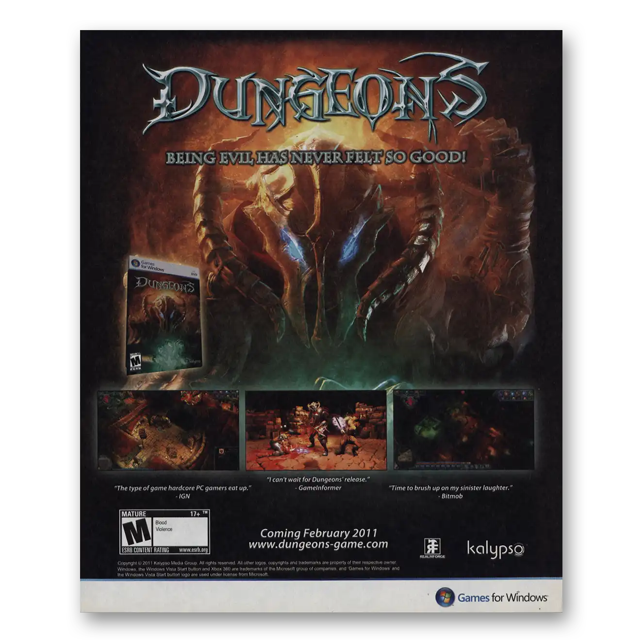 2011 Dungeons 3 Video Game Promo Being Evil Has Never Felt So Good Vintage Magazine Print Ad