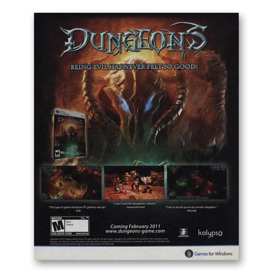 2011 Dungeons 3 Video Game Promo Being Evil Has Never Felt So Good Vintage Magazine Print Ad