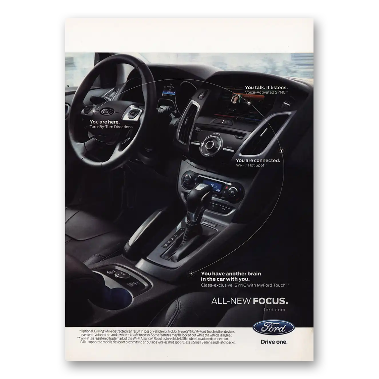 2011 Ford Focus Another Brain In the Car Vintage Magazine Print Ad