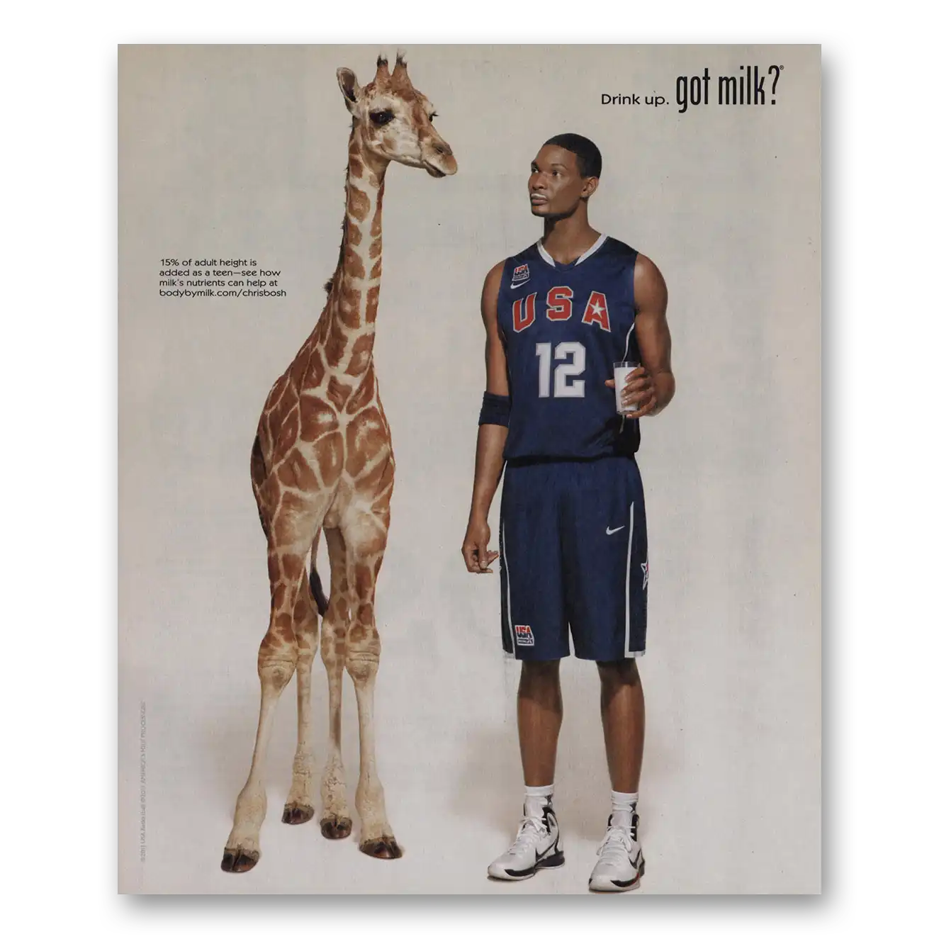 2011 Got Milk Chris Bosh Vintage Magazine Print Ad