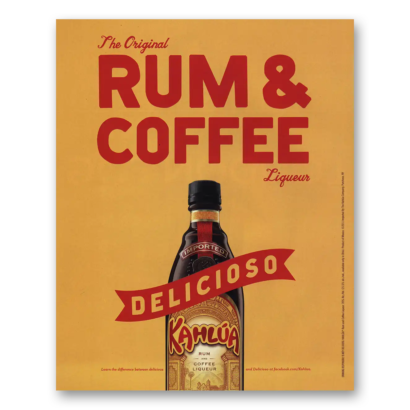 2011 Kahlua Delicioso Vintage Magazine Print Ad