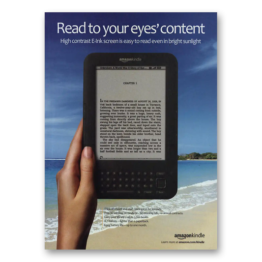 2011 Amazon Kindle Read To Eyes Content Vintage Magazine Print Ad