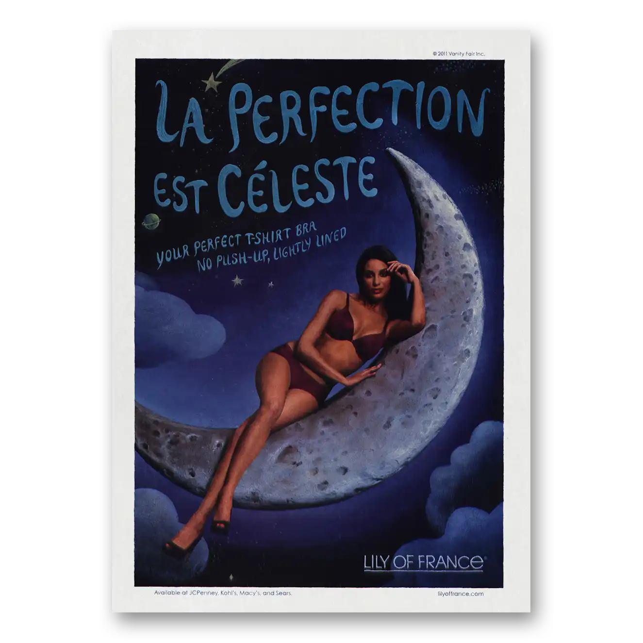 2011 Lily of France La Perfection Est Celeste Vintage Magazine Print Ad