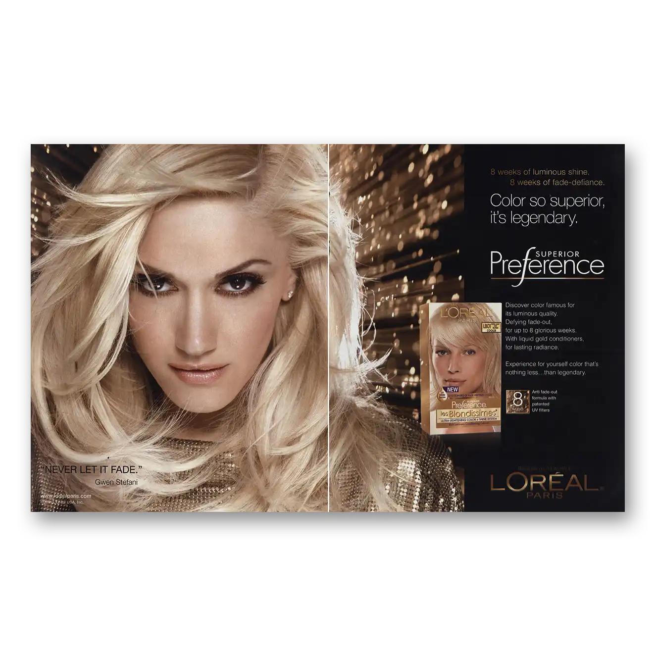 2011 Loreal Gwen Stefani Vintage Magazine Print Ad