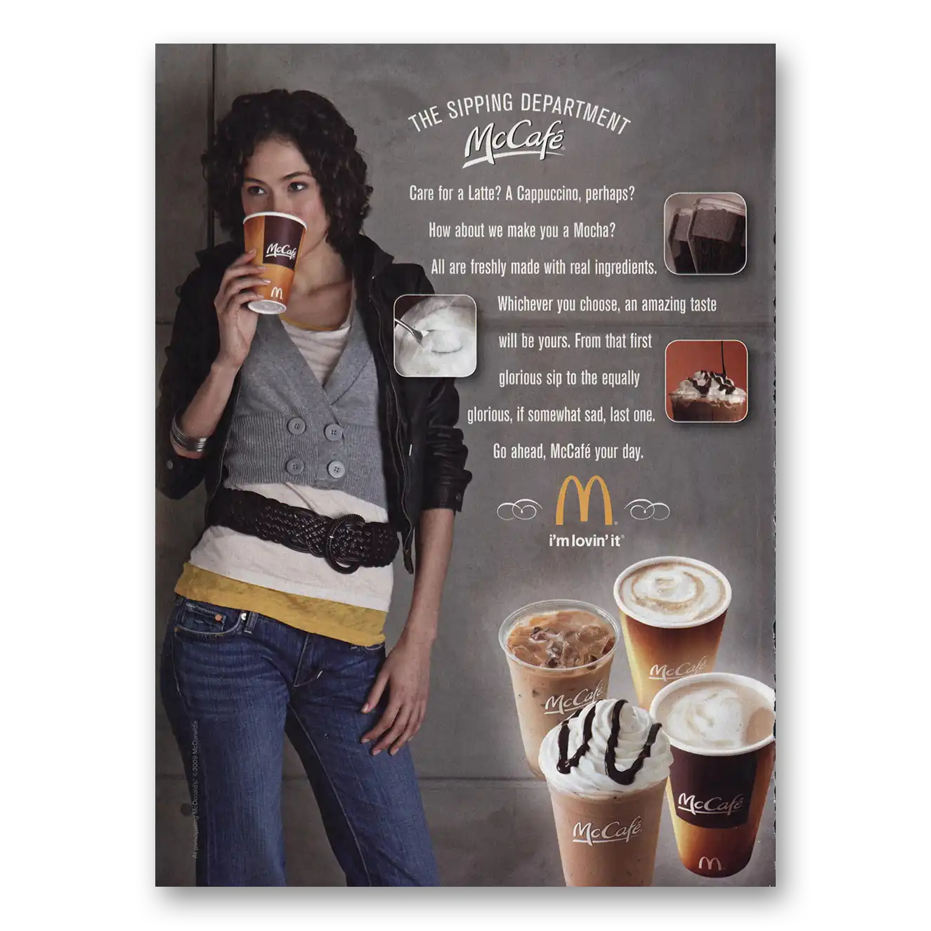 2011 McDonalds McCafe Sipping Department Vintage Magazine Print Ad