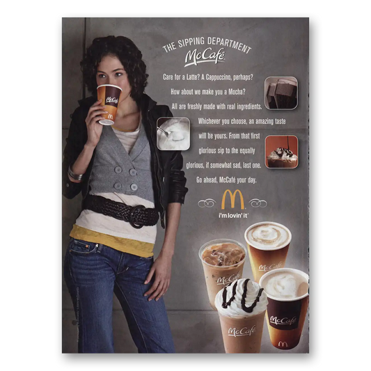 2011 McDonalds McCafe Sipping Department Vintage Magazine Print Ad