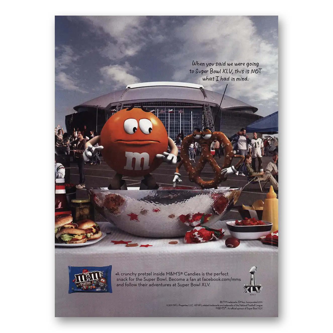 2011 M&Ms Super Bowl XLV Vintage Magazine Print Ad