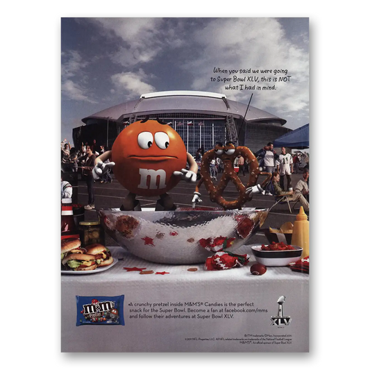 2011 M&Ms Super Bowl XLV Vintage Magazine Print Ad