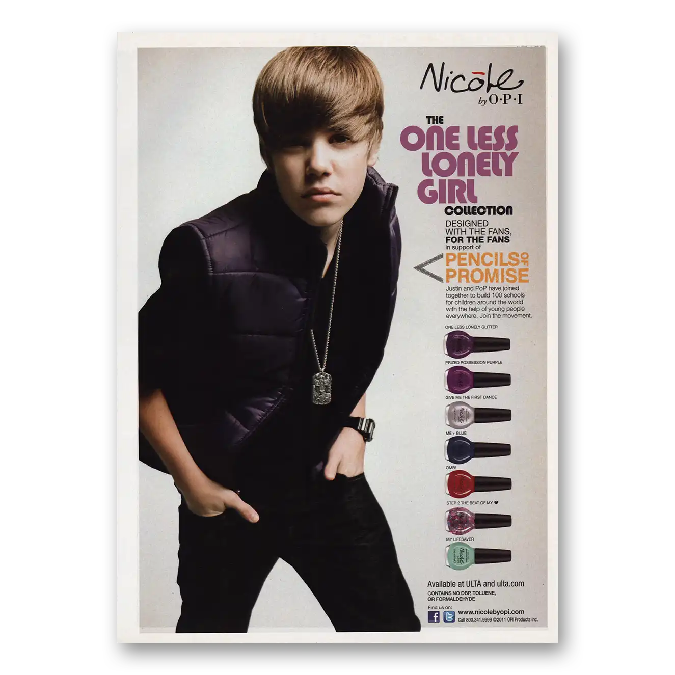 2011 OPI Justin Bieber Vintage Magazine Print Ad