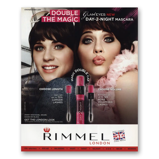 2011 Rimmel London Zoey Deschanel Vintage Magazine Print Ad