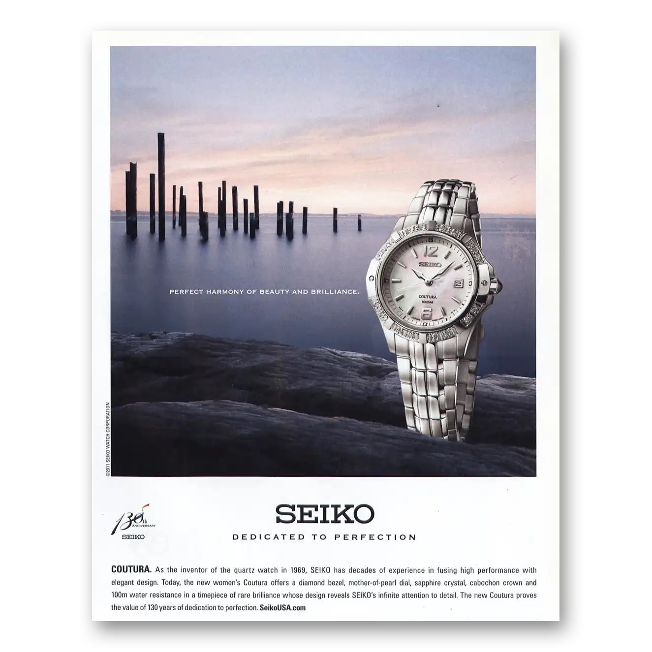 2011 Seiko Perfect Harmony Vintage Magazine Print Ad