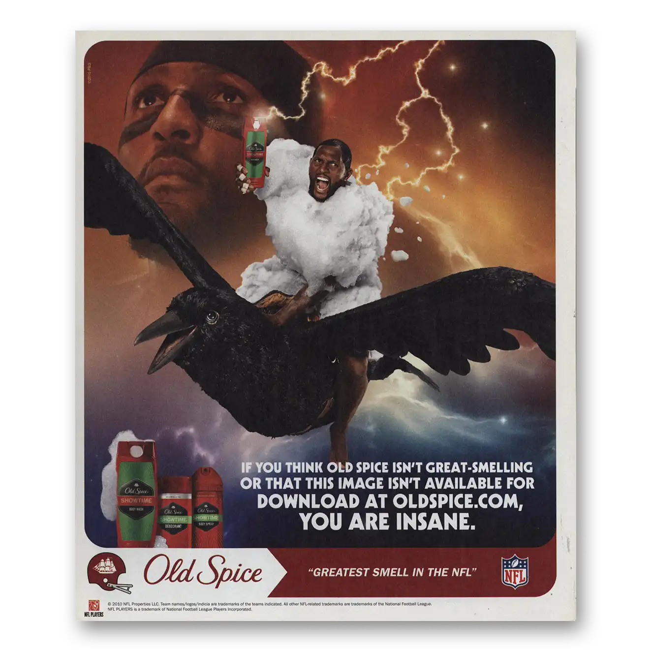 2011 Old Spice Greatest Smell In the NFL Vintage Magazine Print Ad