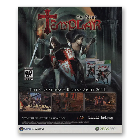 2011 The First Templar Video Game Promo Conspiracy Begins Vintage Magazine Print Ad