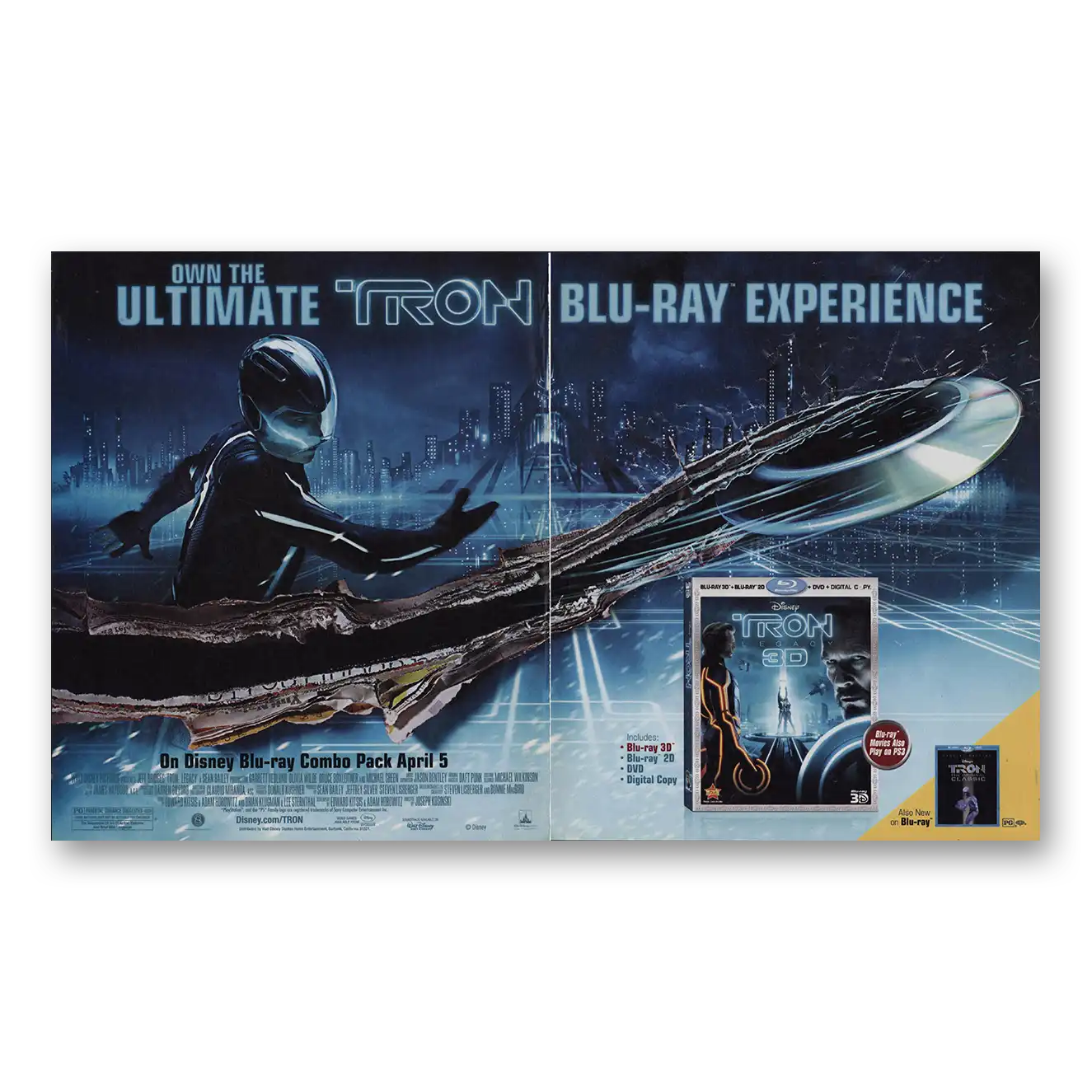 2011 Ultimate Tron Promo Blu Ray Experience Vintage Magazine Print Ad