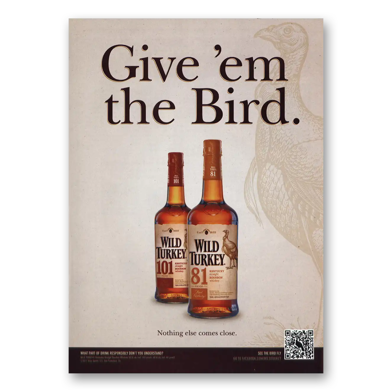 2011 Wild Turkey Give Em the Bird Vintage Magazine Print Ad