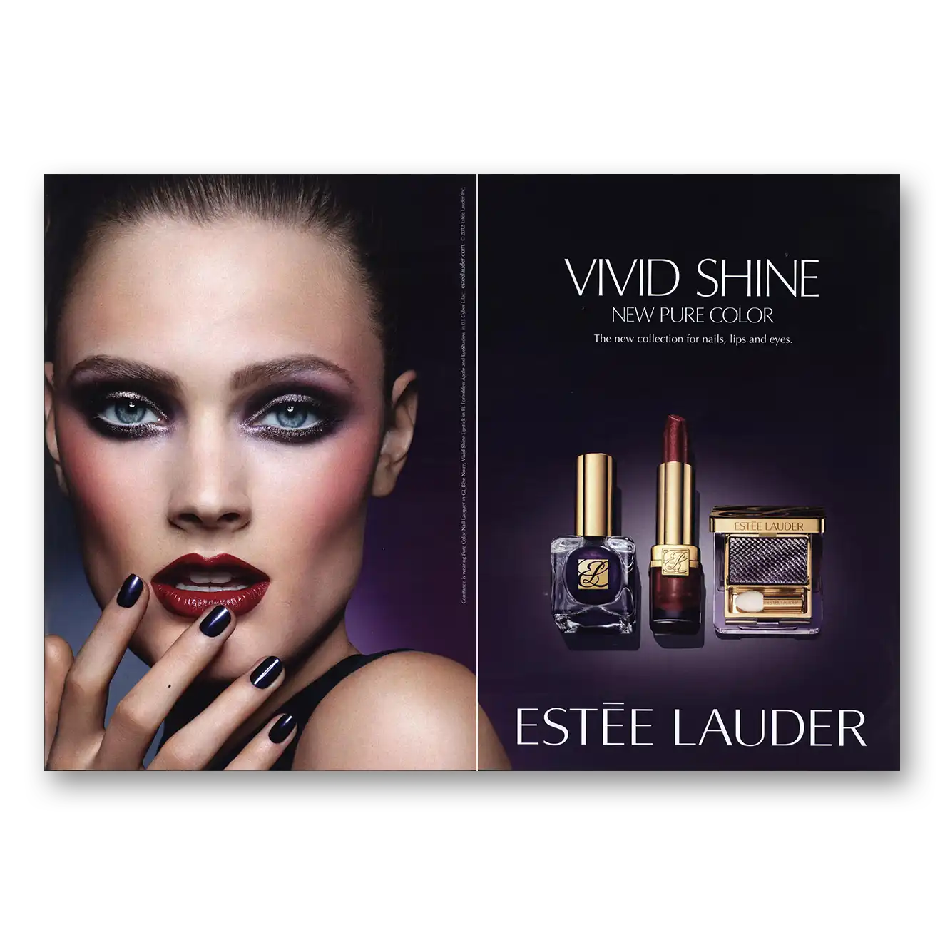 2012 Estee Lauder Vivid Shine Vintage Magazine Print Ad