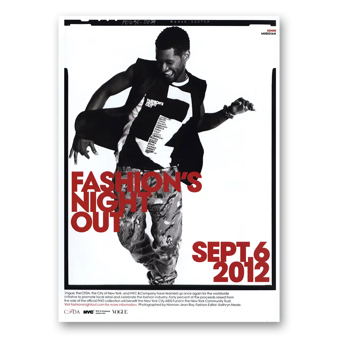 2012 Fashions Night Out Usher Vintage Magazine Print Ad