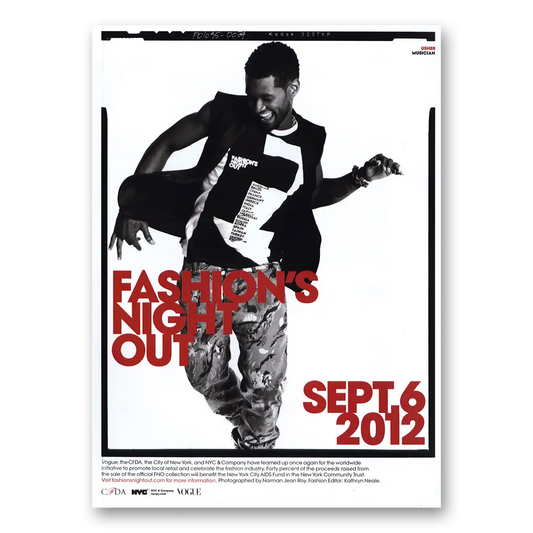 2012 Fashions Night Out Usher Vintage Magazine Print Ad