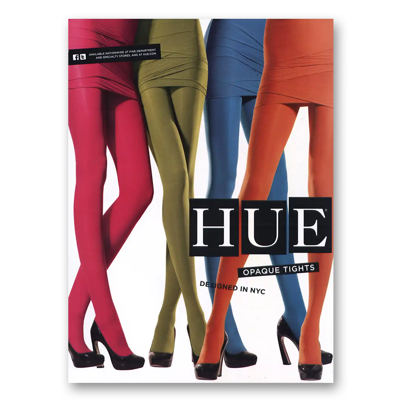 2012 Hue Opaque Tights Designed In NYC Vintage Magazine Print Ad