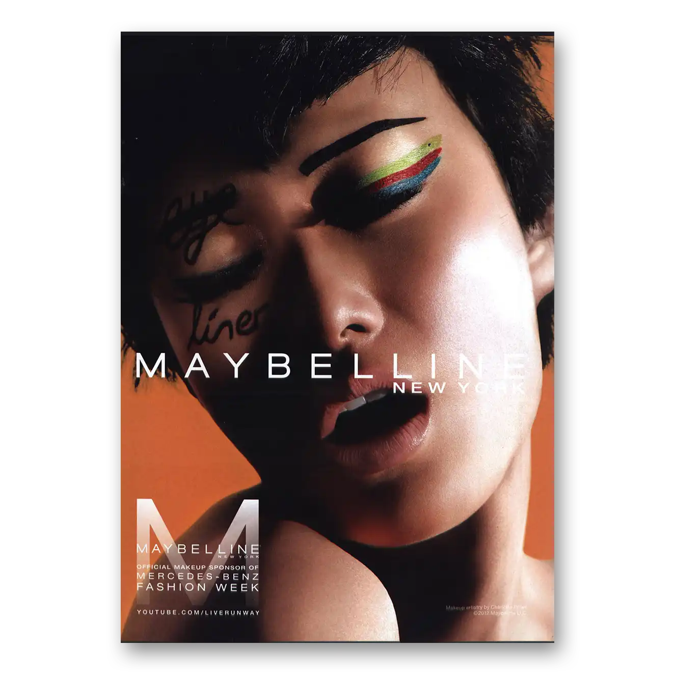 2012 Maybelline Eye Liner Fashion Week Vintage Magazine Print Ad