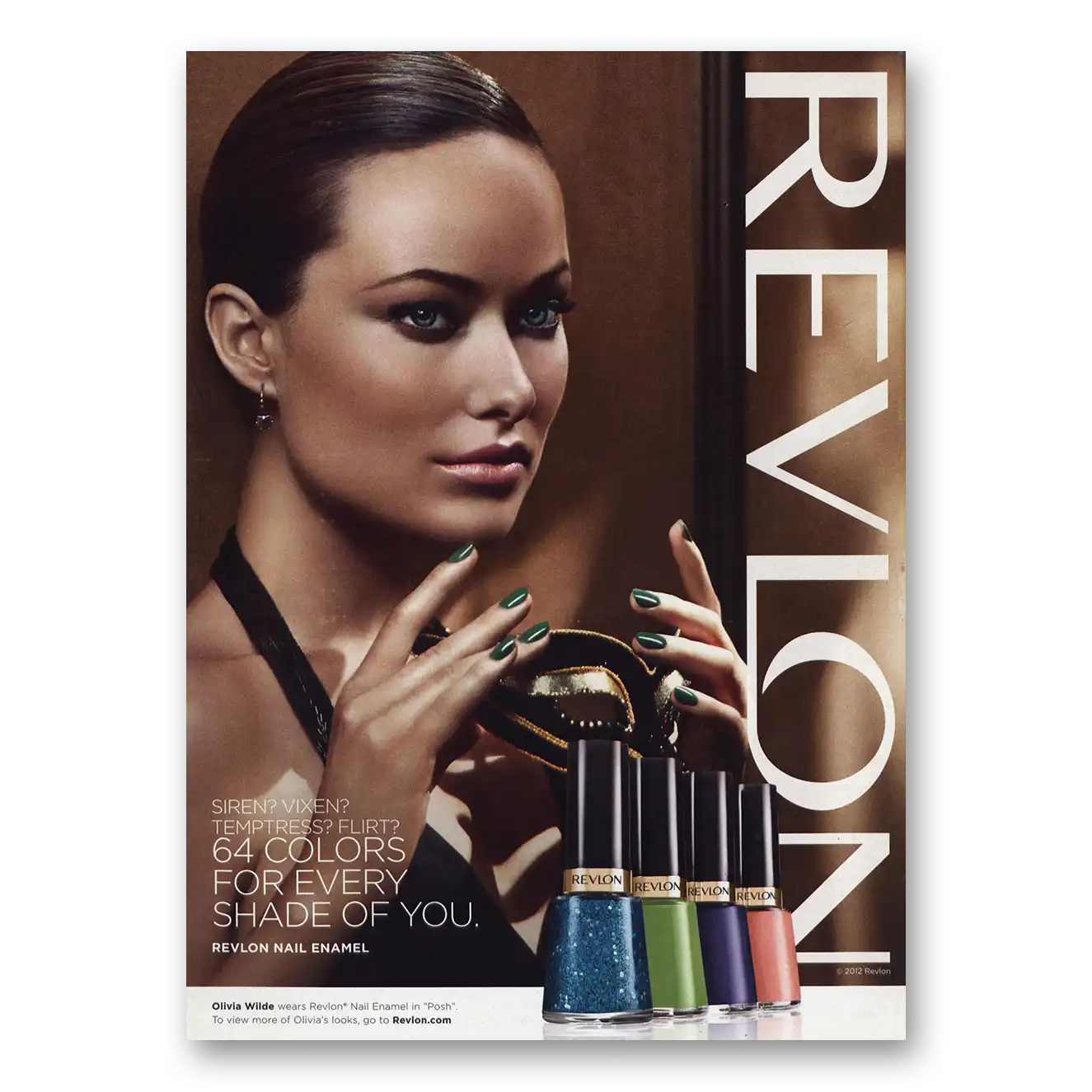 2012 Revlon Olivia Wilde Vintage Magazine Print Ad