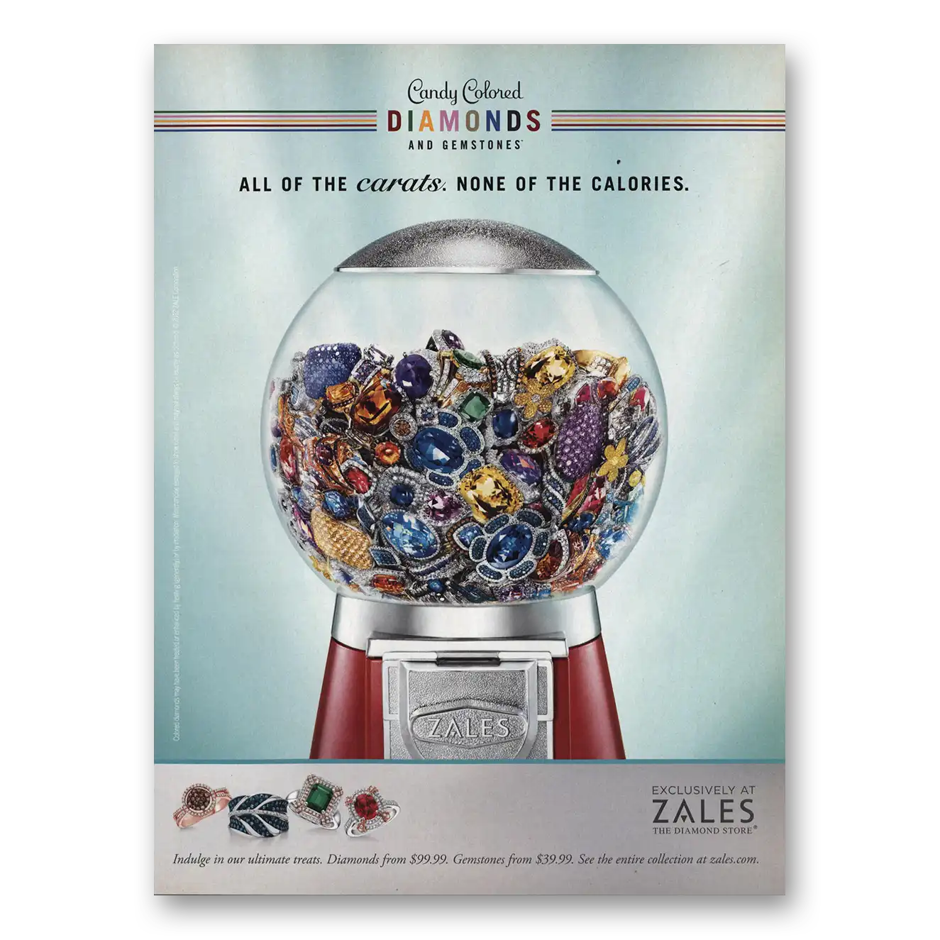 2012 Zales Jewelry Candy Colored Diamonds Vintage Magazine Print Ad