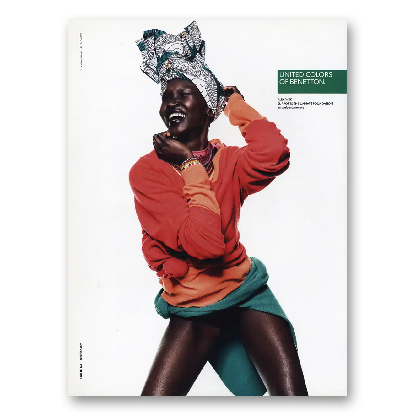 2013 United Colors of Benetton Alek Wek Vintage Magazine Print Ad