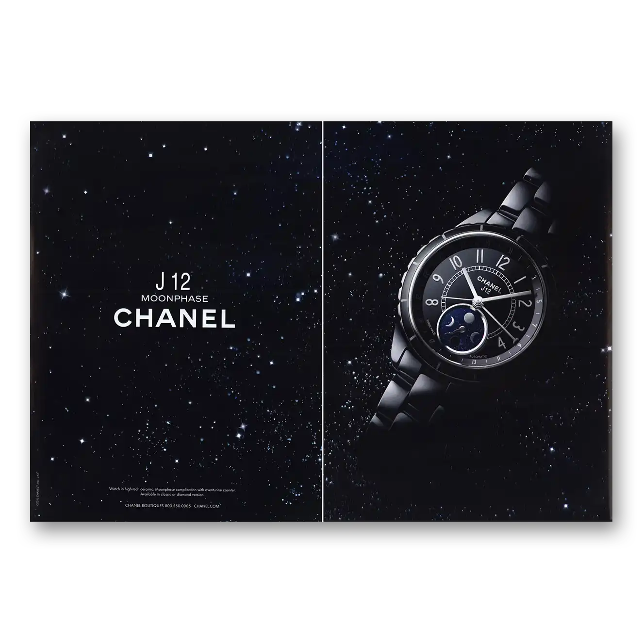 2013 Chanel J12 Moonphase Watch Vintage Magazine Print Ad