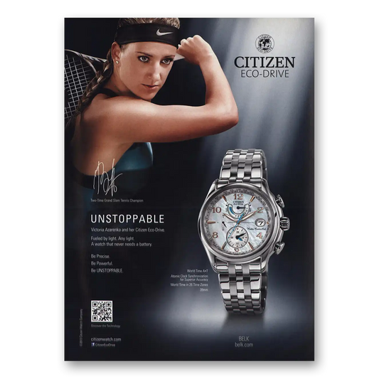 2013 Citizen Watch Victoria Azarenka Unstoppable Vintage Magazine Print Ad