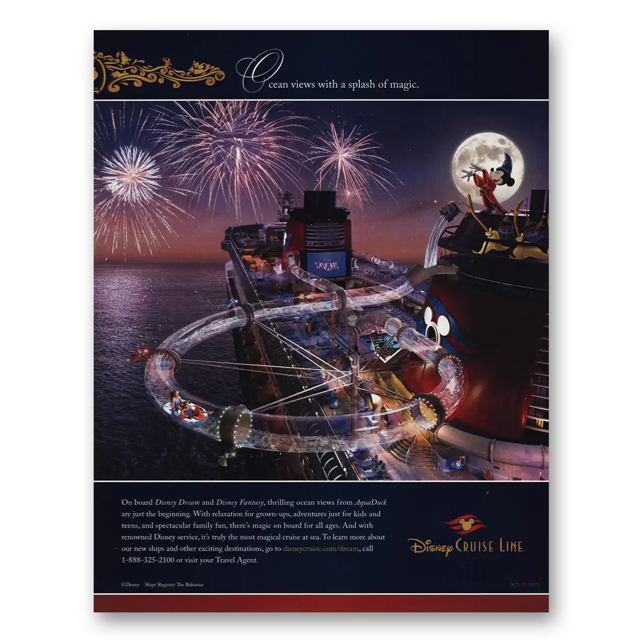 2013 Disney Cruise Line Ocean Views Splash of Music Vintage Magazine Print Ad