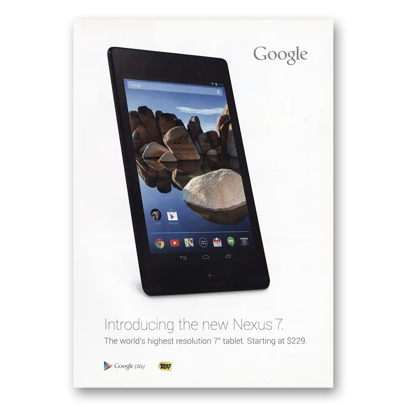 2013 Google Nexus 7 Worlds Highest Resolution Tablet Vintage Magazine Print Ad