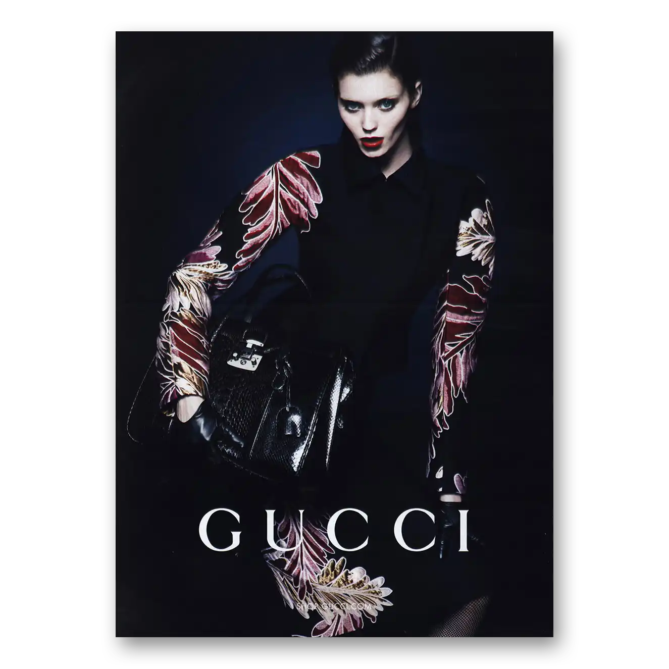 2013 Gucci Black Purse Vintage Magazine Print Ad