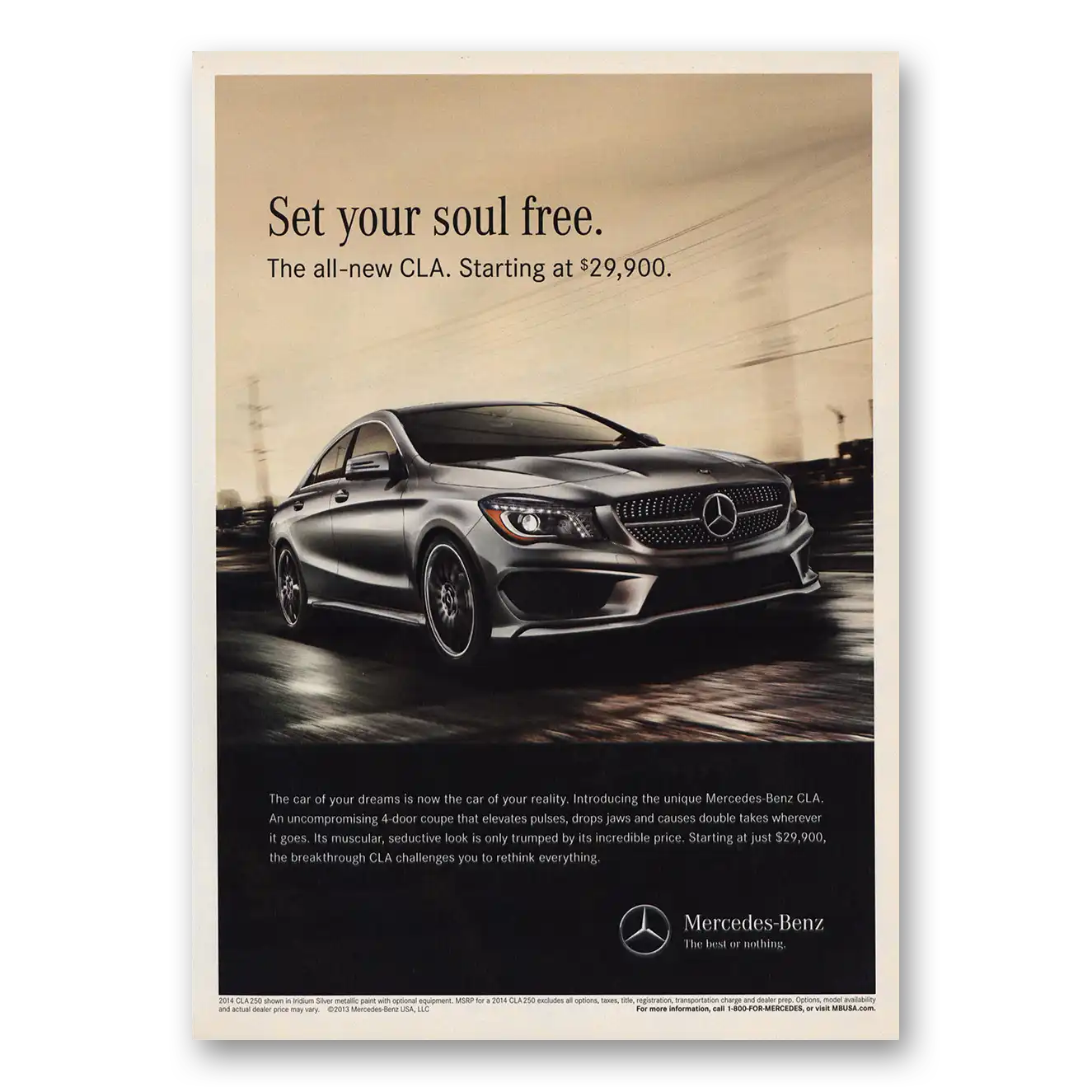 2013 Mercedes Benz Set Your Soul Free Vintage Magazine Print Ad