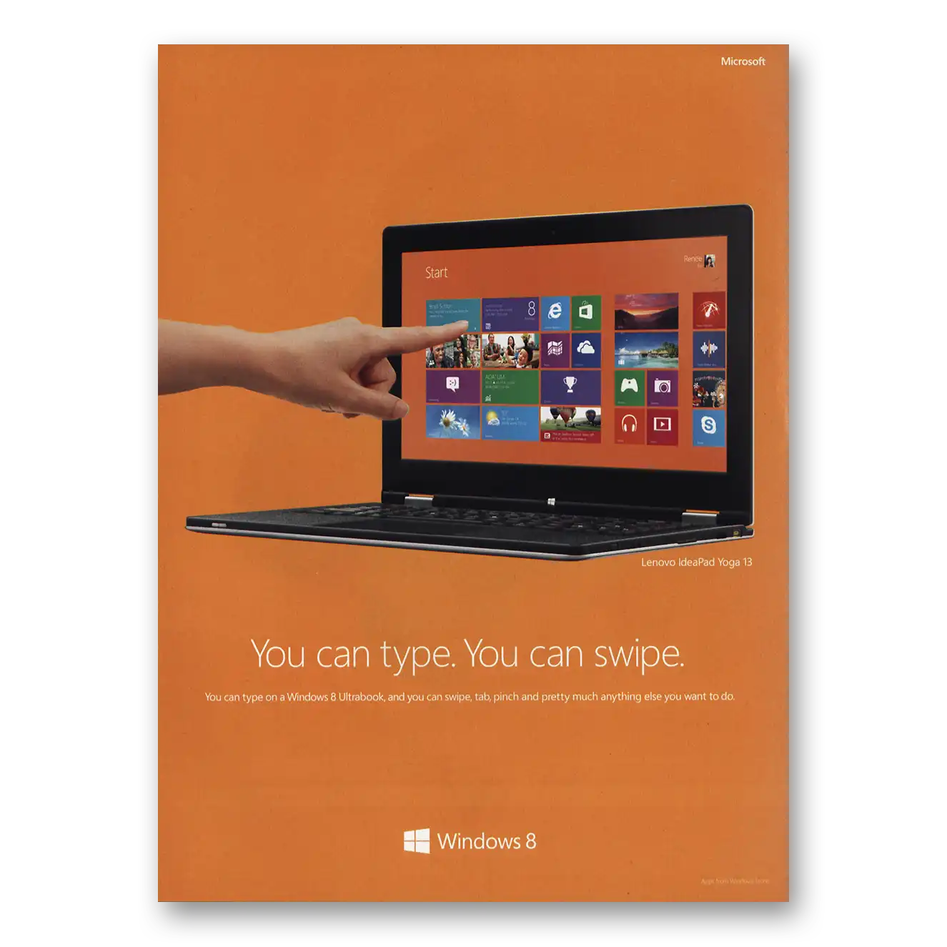 2013 Microsoft You Can Type You Can Swipe Vintage Magazine Print Ad